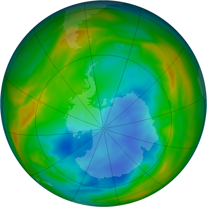 Antarctic ozone map for 23 July 2007
